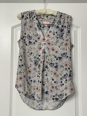 Coastal St. Tropez West Floral Paisley Sleeveless Blouse S Preppy Quiet Luxury